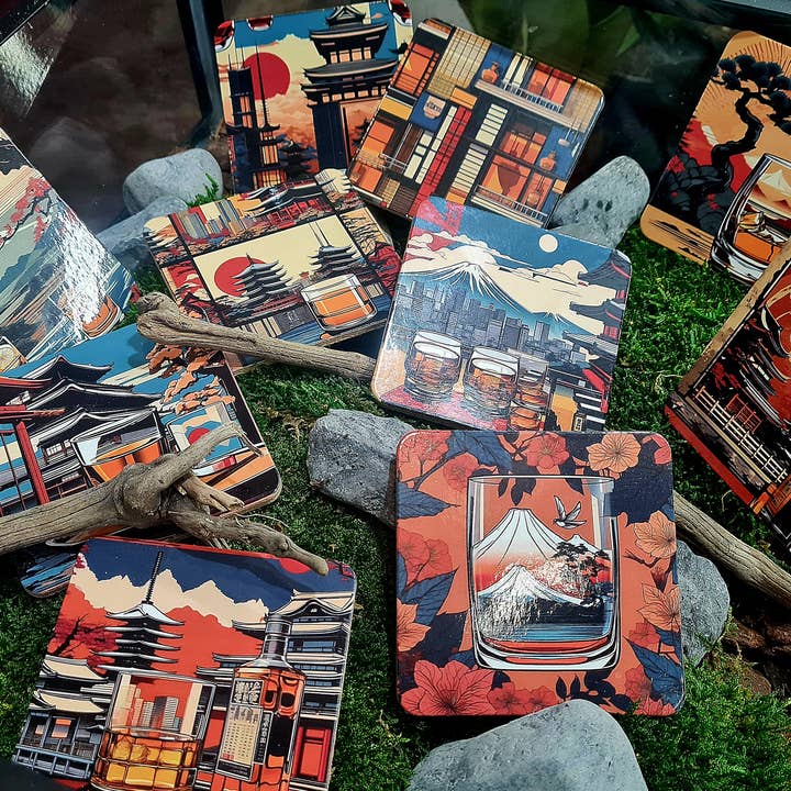 Sostraw & SmartThings - Wholesale Cocktail/Liquor Glass - Japanese Glass - Gift Box + Granite Ice Cubes + Coaster |32910