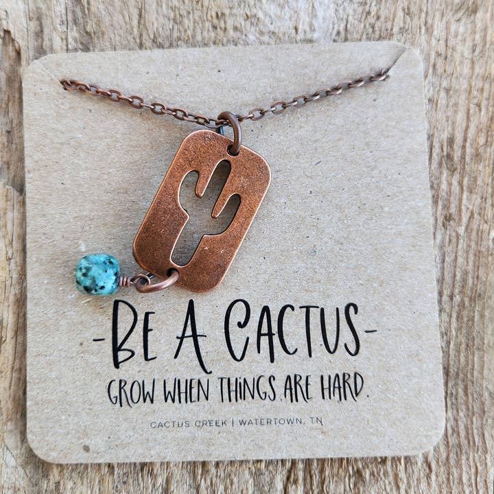 "Bli en kaktus" inspirerande halsband för wholesale av Cocklebur & Co.