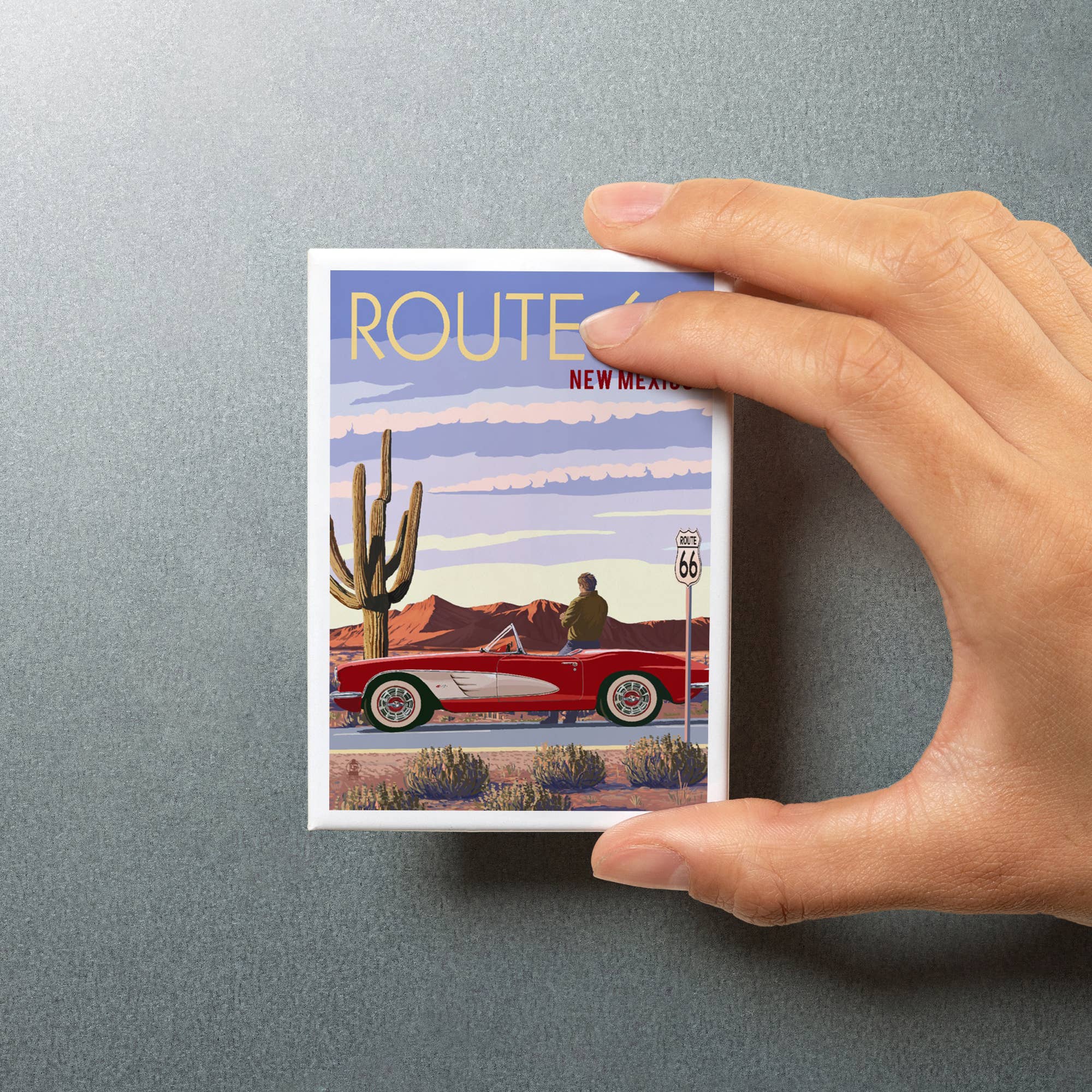 Lantern Press - Wholesale Magnet - MAGNET New Mexico Route 66 Classic Car Red Rocks5