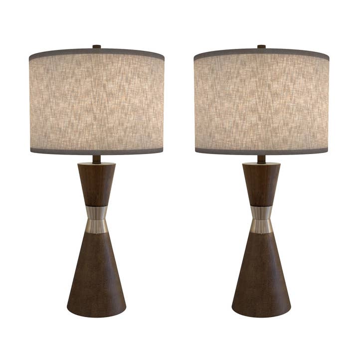 Hourglass Brown Resin & Metal Contemporary Table Lamps - 2PC for wholesale by Lux Lighting