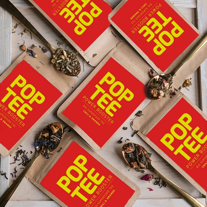 POP TEE - Wholesale Health/Detox Tea - Organic chili & orange, superfood tea sample, POWER BOOSTER