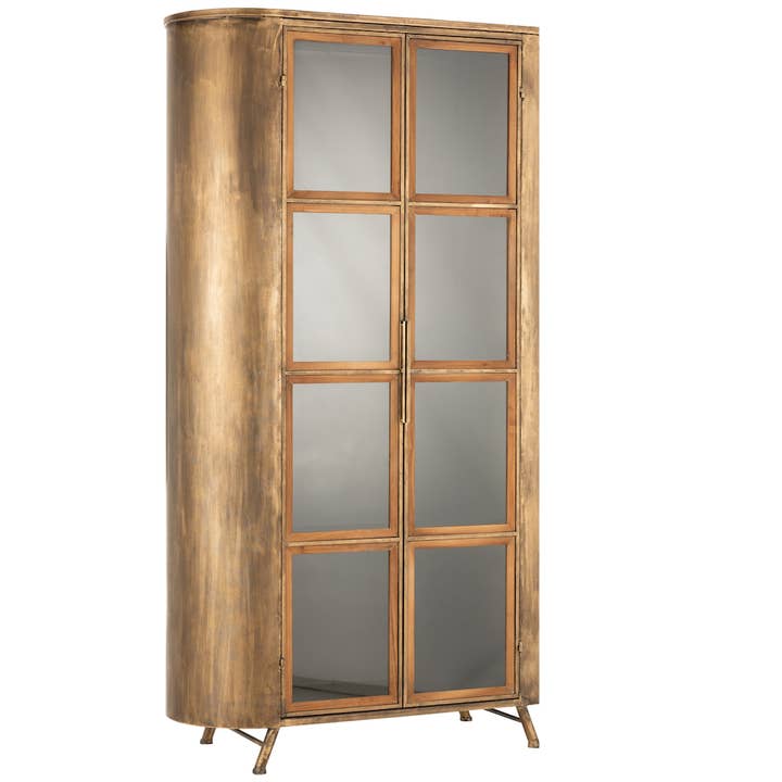 Armoire sur pieds, 2 portes, métal/verre, de style ancien pour la vente par BOHORIA