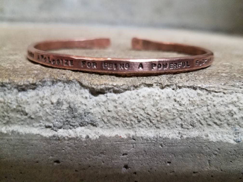Silver Lining Studio – wholesale Cuff bracelet – Never Apologize Copper or Brass Gold Cuff Bangle Bracelet3