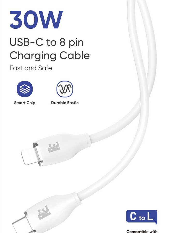 ReCharge Type-C to Lightning 3FT Cable (White) for wholesale by ReCharge
