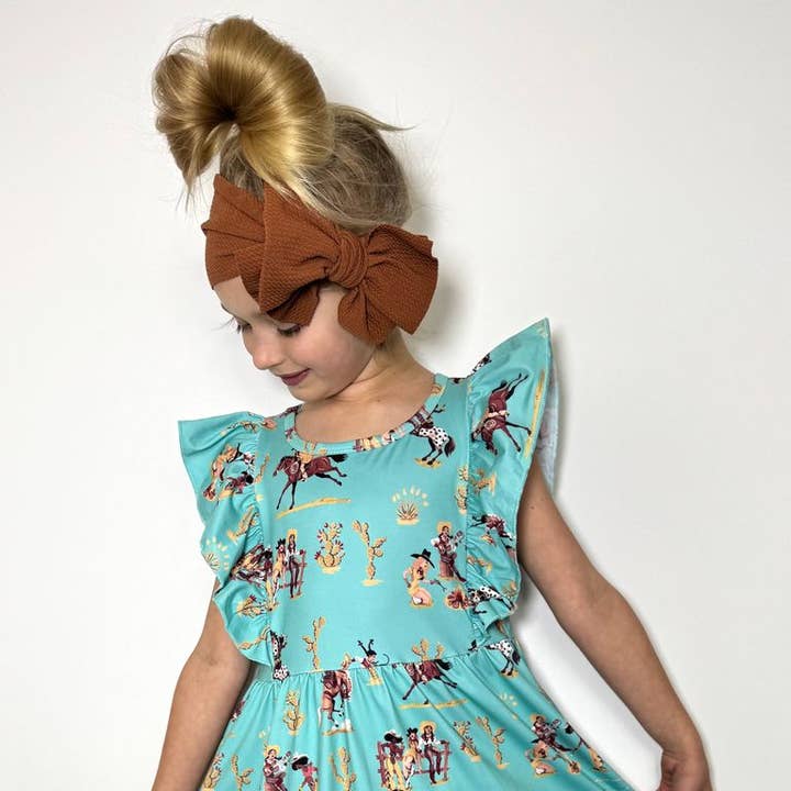 Roping & Ruffles Girls Dress for wholesale by Clover Cottage