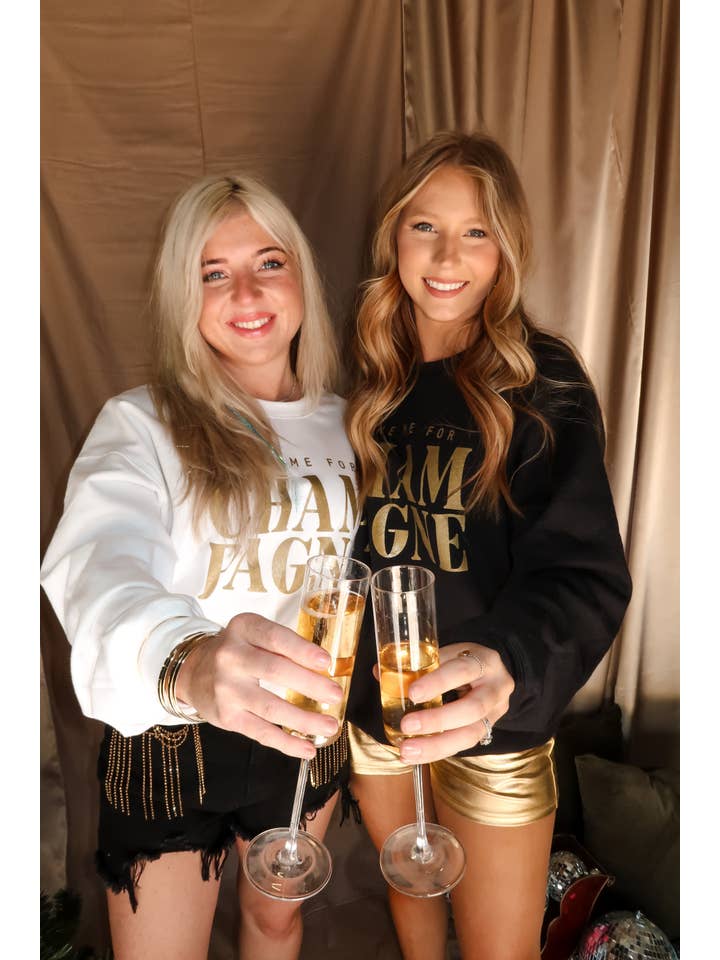 Southern Bliss Co. - Wholesale Graphic Sweatshirt - Women's - Wake Me For Champagne White Sweatshirt3