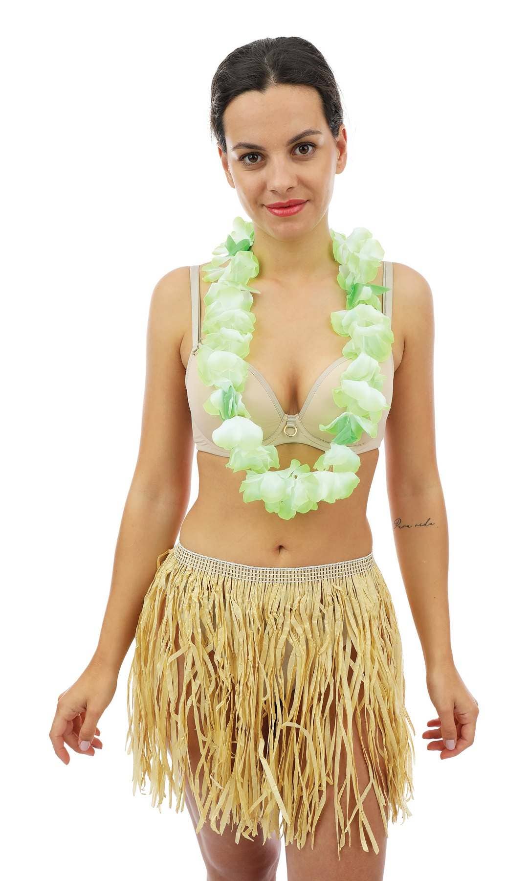 P'tit Clown - Wholesale Costume - Women's - Hawaiian Necklace with Large Two-Tone Flowers4