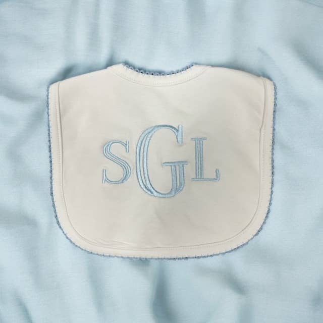 Zsa Zsa & LoLLi Monogram Blanks - Wholesale Bib - Baby - Picot Trim /Bib Newborn, Baby Gift, Embroidery, Monogram2