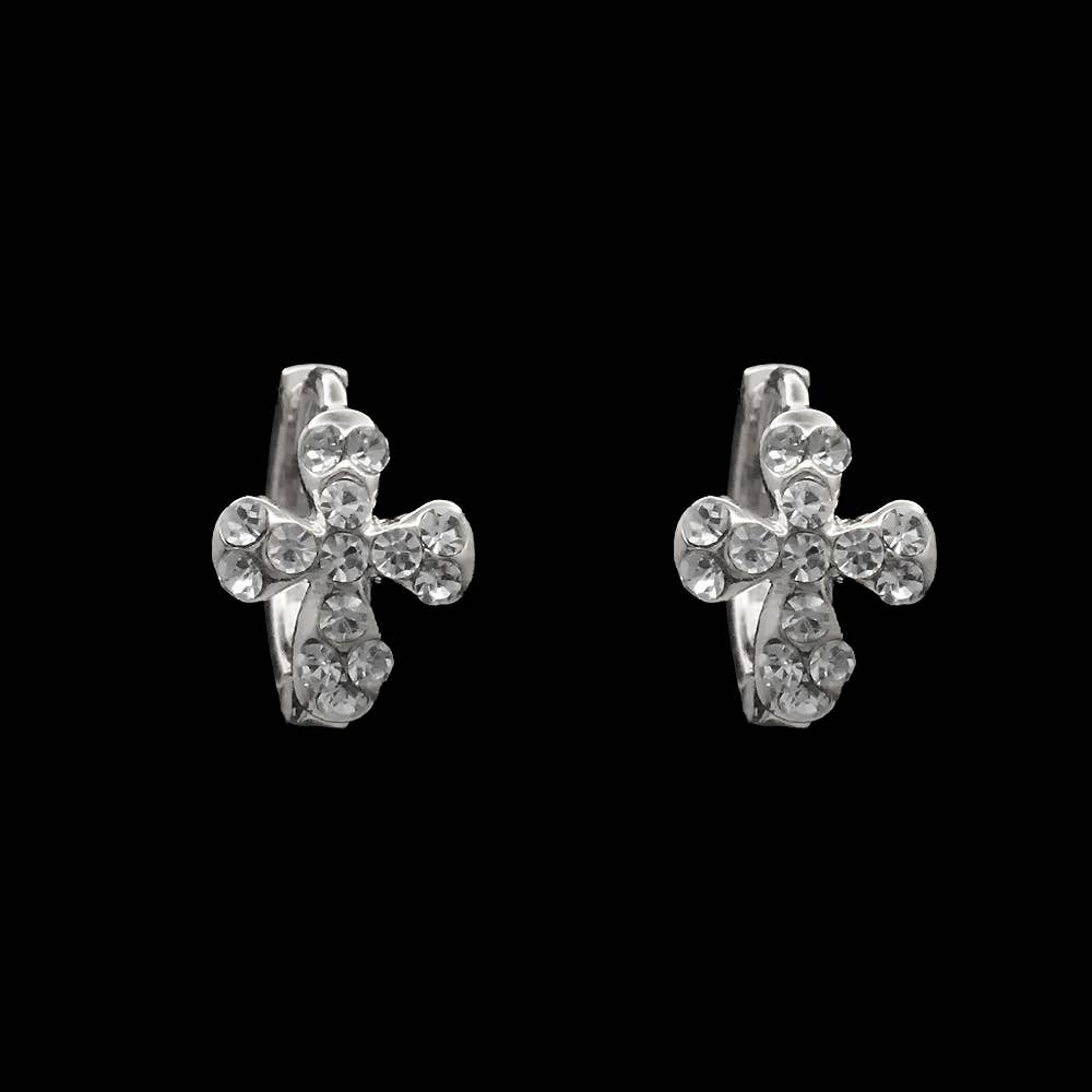 Be Je Designs - Vendita all'ingrosso Orecchini a cerchietto - Orecchini Pave Cross Huggie1