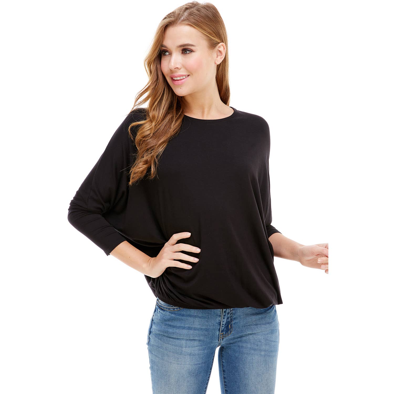 Azules Clothing - Wholesale Tunic - Women's - ATP-2309RS-DOLMAN Sleeve Elastic Bottom Hem Tunic43