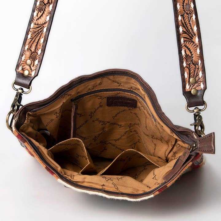 LS Western - Wholesale Crossbody bag – Women's - LC-ADBGA267 American Darling Crossbody Bag Hand Tooled Leather & Saddle Blanket20