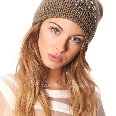 Olive & Pique – Gorro - Mulher por atacado – Gorro Slouchy Lã Sedosa Bejewelled Glitz Gem