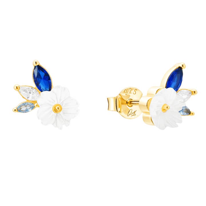 Blossom Pearl Floral 14k Gold Vermeil Stud Earrings for wholesale by Quill Fine Jewelry & Lifestyle