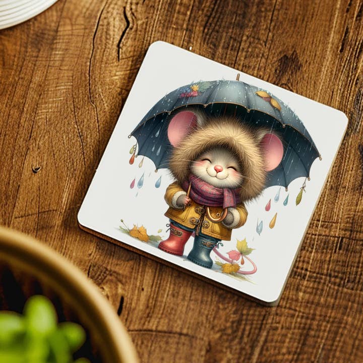 Fernville Creations - Wholesale Coasters - Adorable Mouse Square Ceramic Coaster, Fun Home Decor (3/8)4