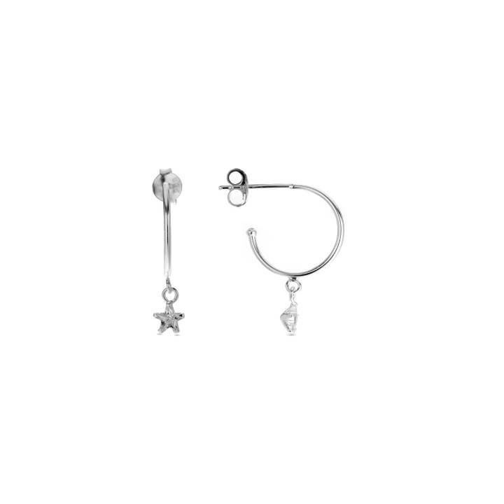 Luxenter - Vente Boucles d'oreilles pendantes - Pendentifs Luxenter en argent 925 avec circonite brillante à finition rodiée - Essential