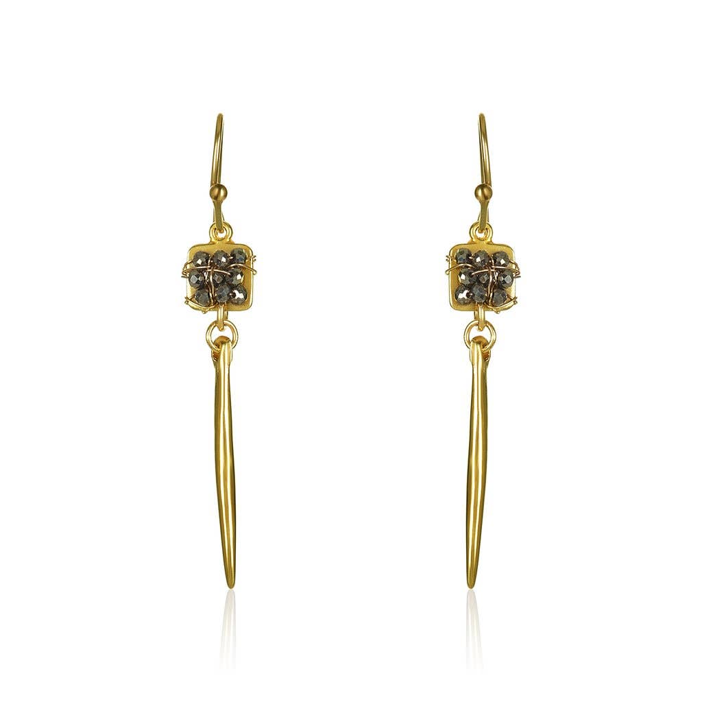 Pyrite Domino Spike Earrings for wholesale on Faire1