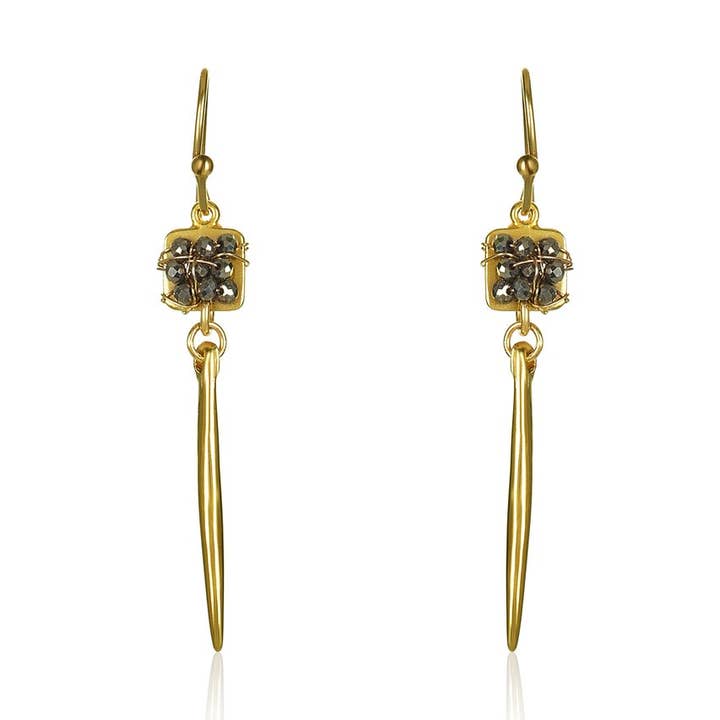 Pyrite Domino Spike Earrings for wholesale on Faire1