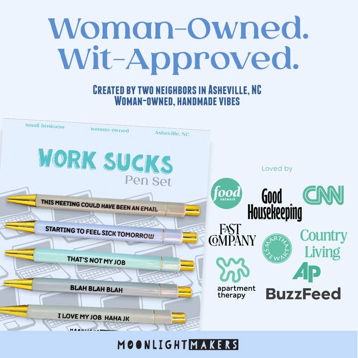 Moonlight Makers - Wholesale Pen - Work Sucks - Funny Pen Set - Office Humor, Gift for Coworker7