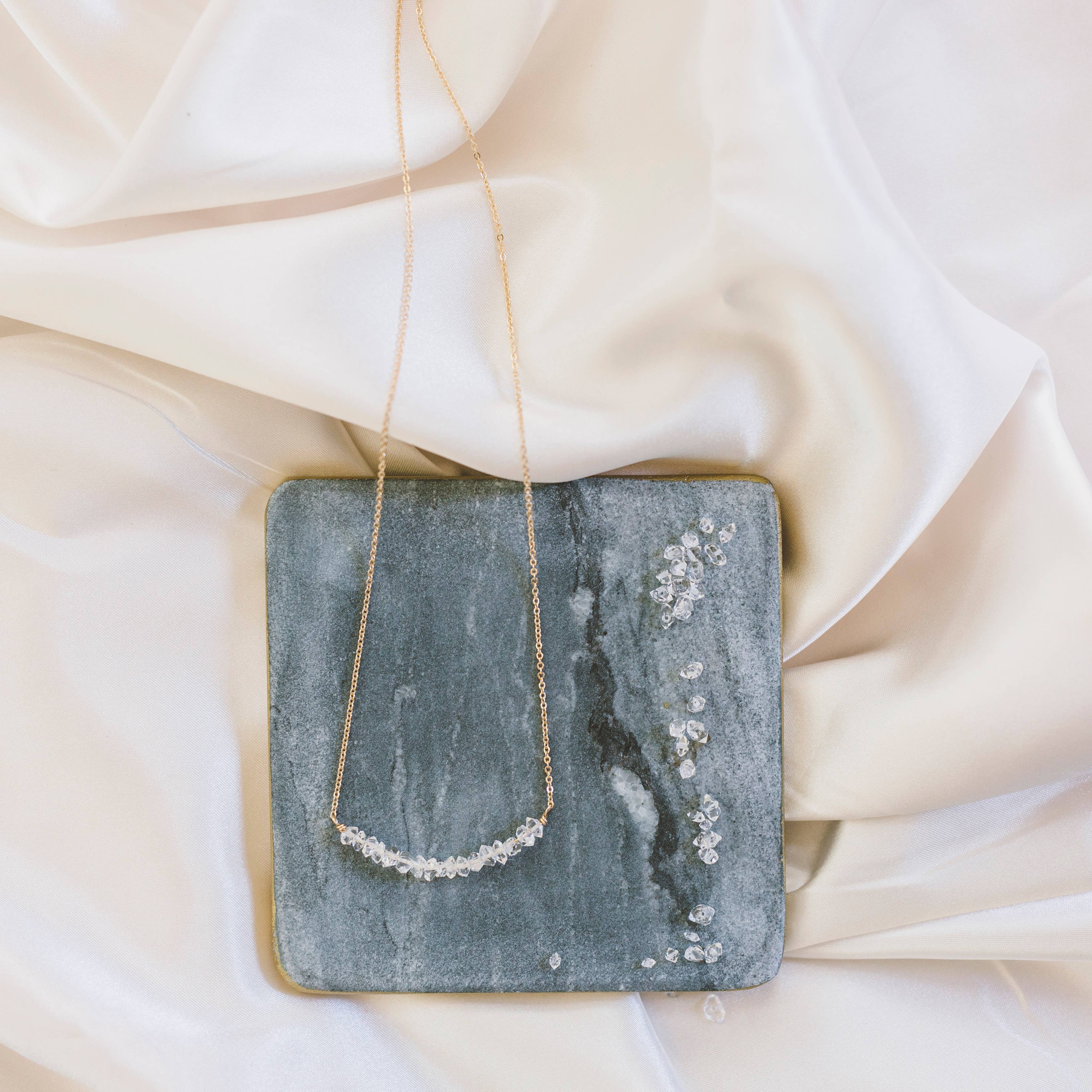 Modest Elements - Wholesale Link & Chain Necklace - Herkimer Diamond Necklace | 14kt Gold Fill + Sterling Silver1