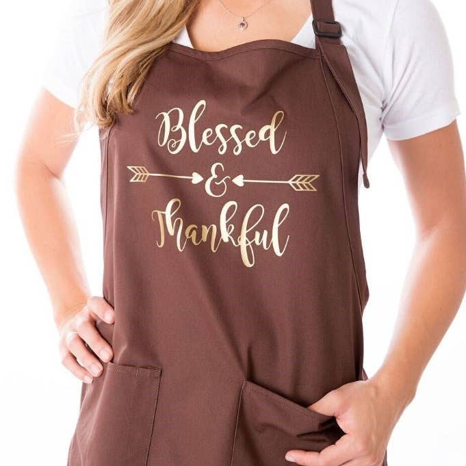 Blessed & Thankful Apron for wholesale by Peach Closet