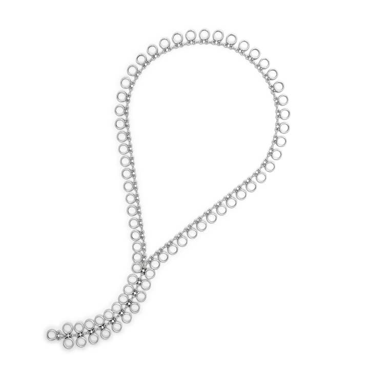 Chanour - Wholesale Y-Neck/Lariat Necklace - Handmade Pewter Circles Zipper Necklace - 24-1001