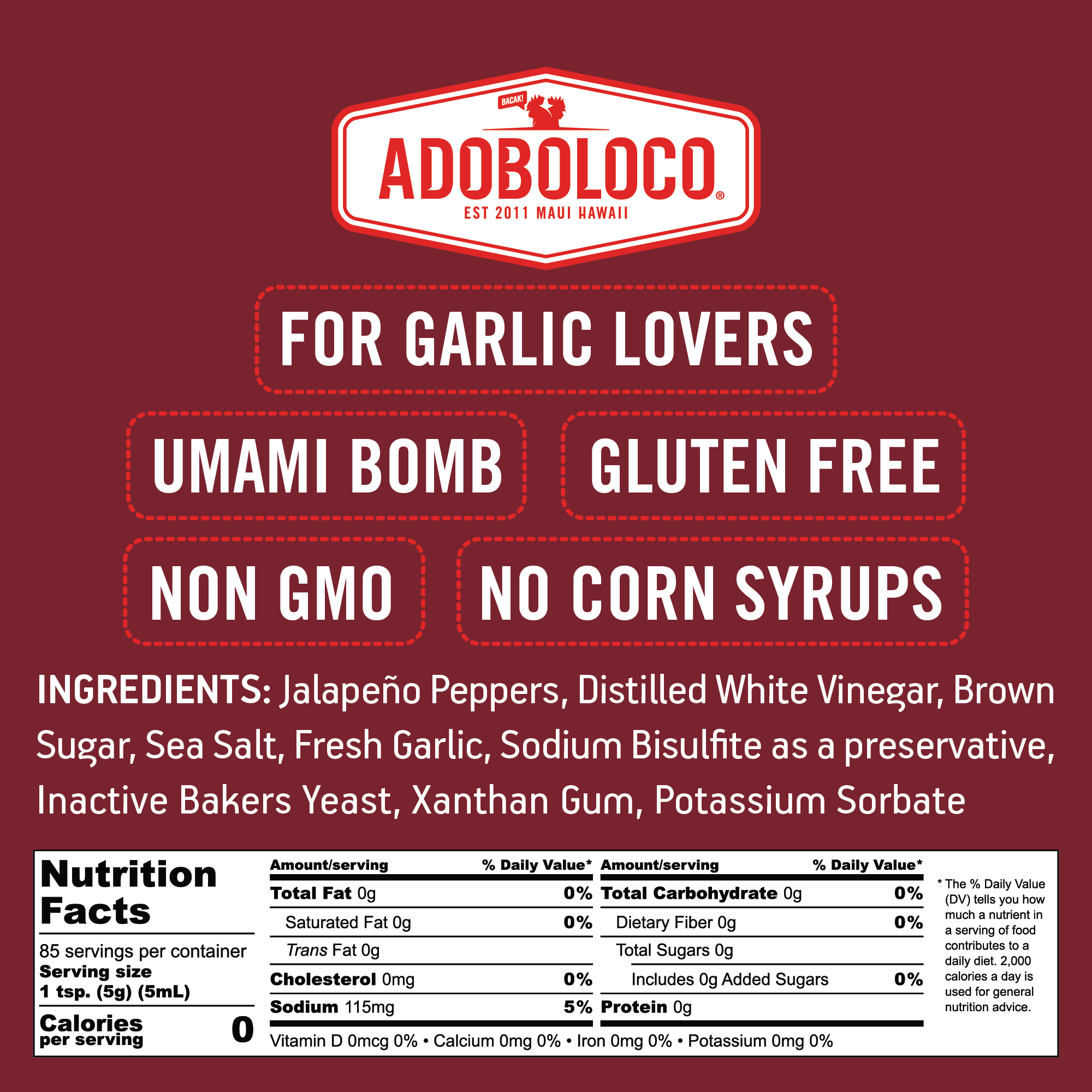 Adoboloco – Engroshandel Hot sauce – Adoboloco hvidløg Gurl Sriracha RØD varm sauce - 12 oz5