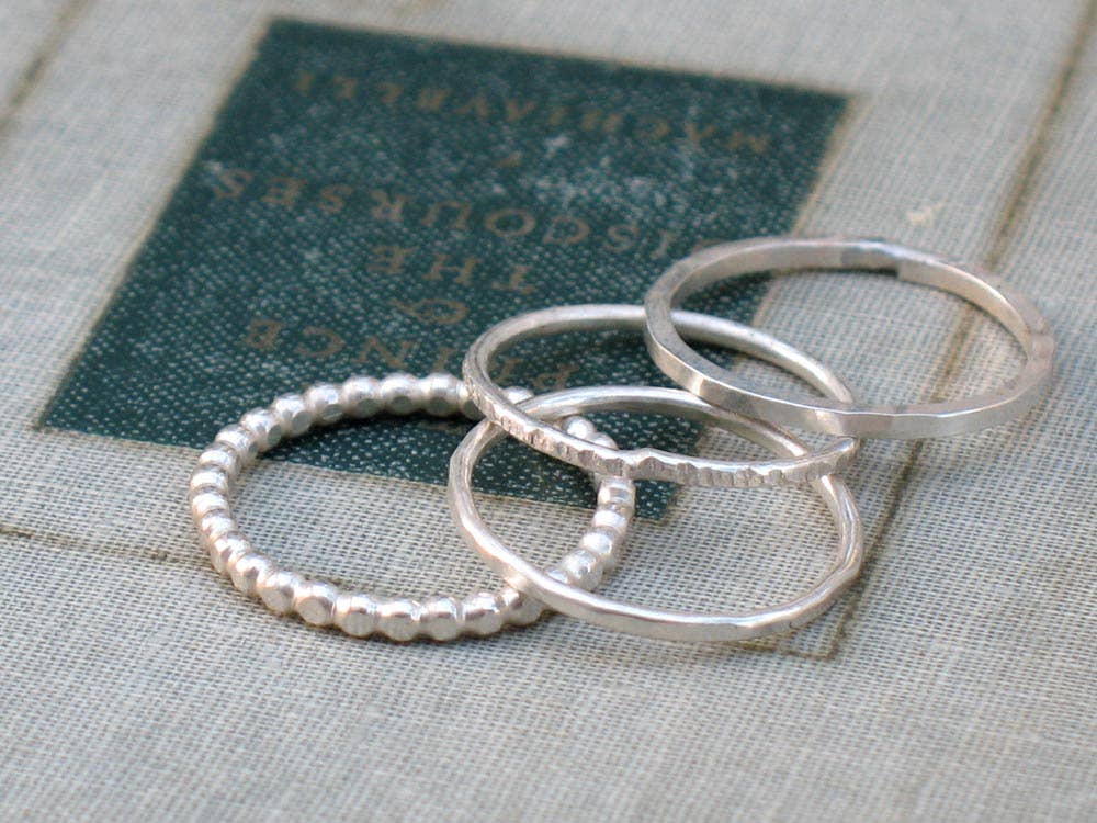 Metamorphosis Metals - Wholesale Band/Stacked Ring - Silver Stacking Rings- set of 41