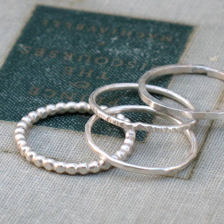 Metamorphosis Metals - Wholesale Band/Stacked Ring - Silver Stacking Rings- set of 41