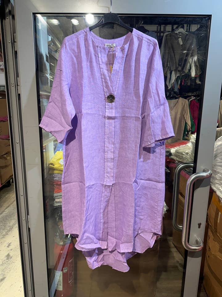 LÉA & LUC - Vente Robe – femme - Robes en 100% Lin avec un bouton REF. 554721