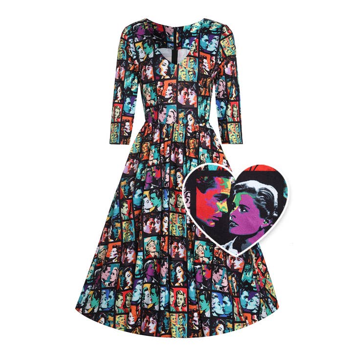 Dolly & Dotty - Wholesale Dress - Women's - Billie Long Sleeved Dress in Black Vintage Comic Print
