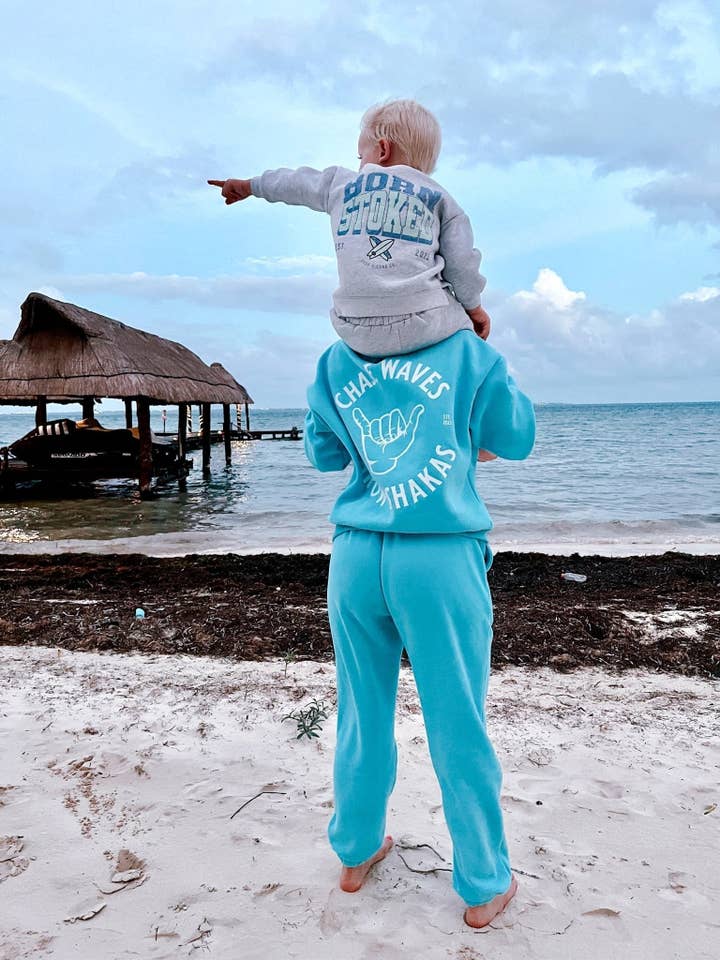 Chase Waves Throw Shakas Adult Sweatsuit for wholesale by Tuck & Char Co.