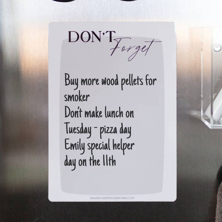 Pizarra magnética de borrado en seco gris «Don't Forget» para venta al por mayor de Beyond Measure Boards