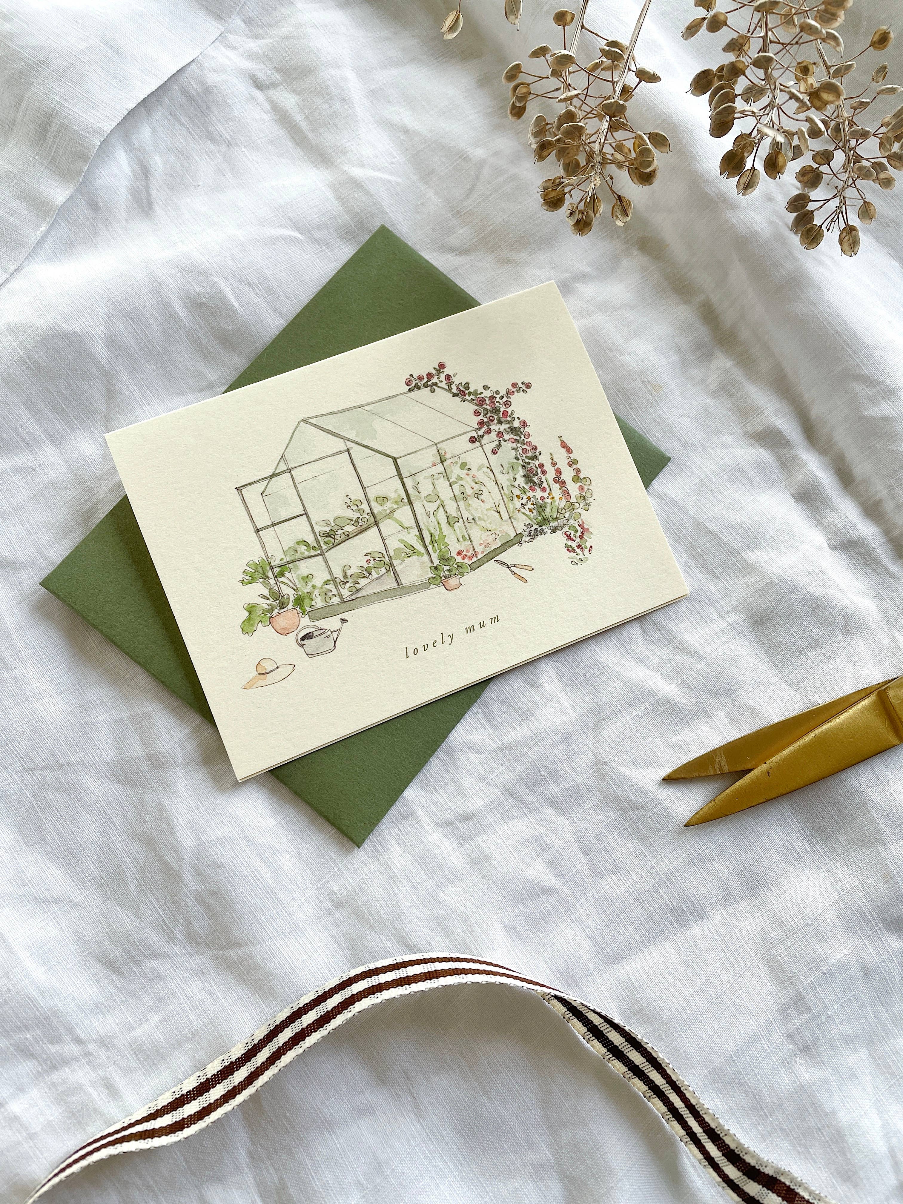 Annie Brougham Paper Goods. - Wholesale Mother's Day Card - Garden Greenhouse Petite Mother's Day Card1