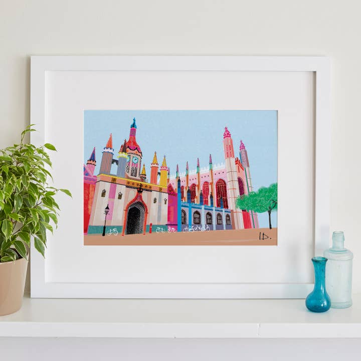 Kings College Print, Cambridge University Graduation for wholesale by I Drew This