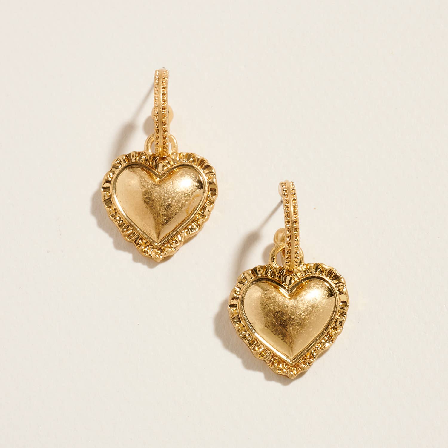 Designature New York - Wholesale Hoop Earrings - Valentine Heart Vinatge Framed Metal Hoop Earrings0