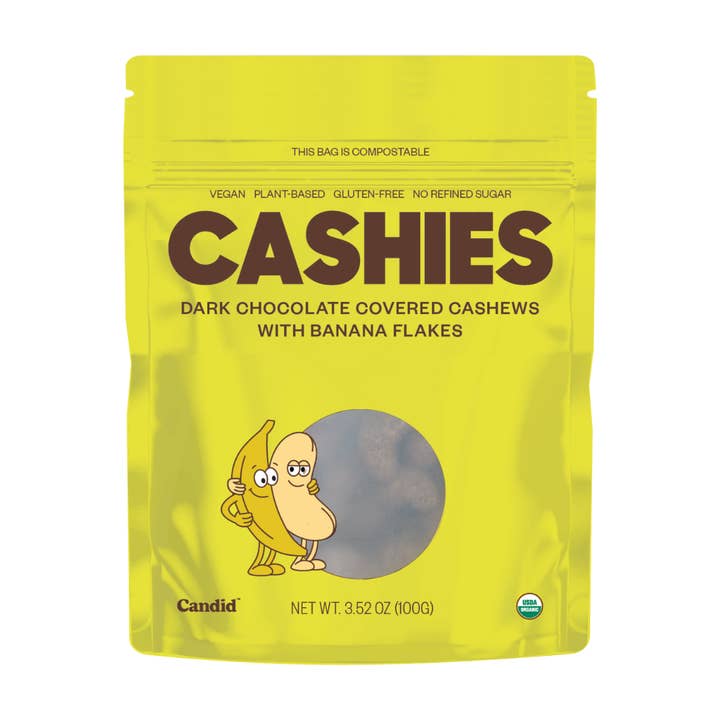 CASHIES — Chocolate covered cashews with banana flakes and other Purchase Wholesale cashews organic. Free Returns & Net 60 Terms on Faire trending on Faire.