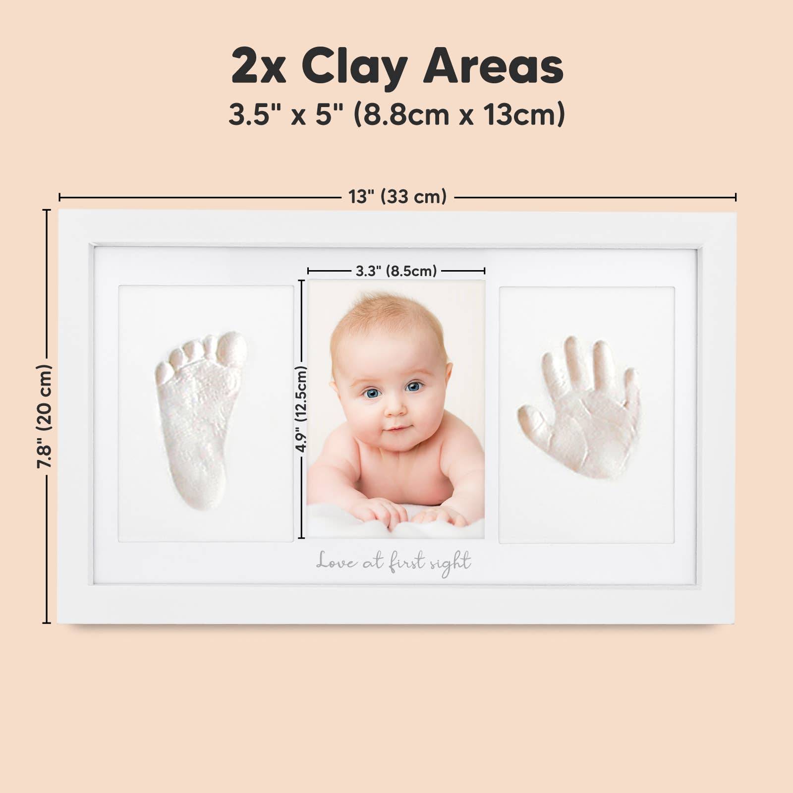 Blanc alpin KeaBabies Baby Handprint, Footprint KeaBabies Duo Frame en vente sur Faire6