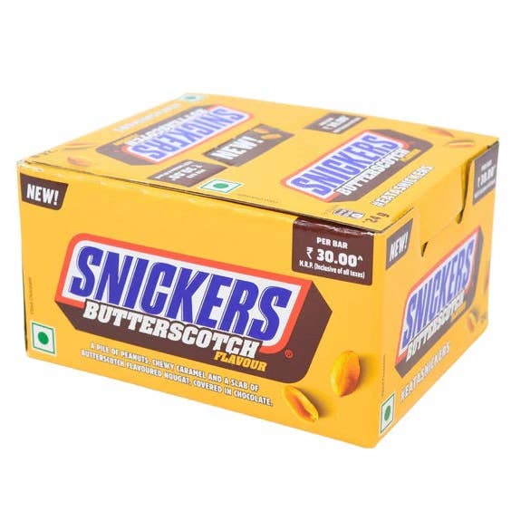 Global Bite Co - Wholesale Chocolate Bar - Snickers Butterscotch Single Bar Box of 15 x40g
