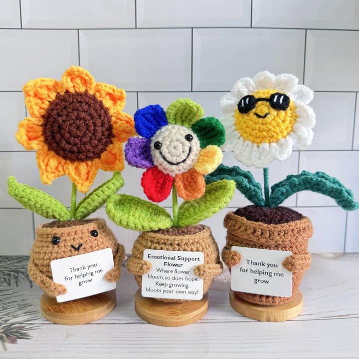 Anh2 LTD - Wholesale Keychain - Women's - Crochet Emotional Support Sunflower/Daisy/Rainbow Flower