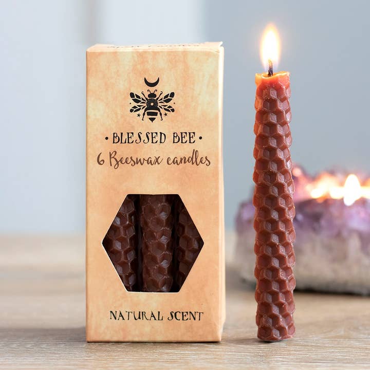 Set of 6 Brown Beeswax Spell Candles for wholesale by Something Different Wholesale