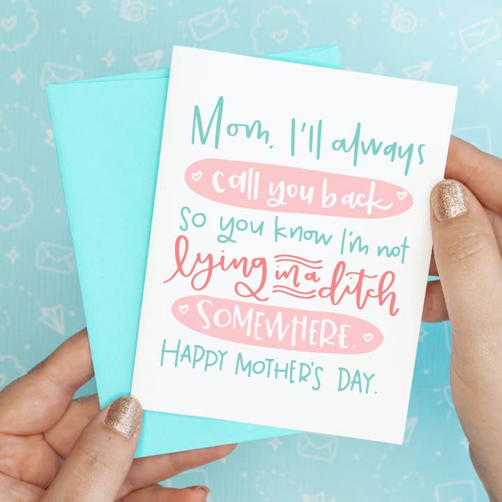 Mother's Day - Lying in a Ditch Funny Recycled Greeting Card mothers day for wholesale by Colette Paperie
