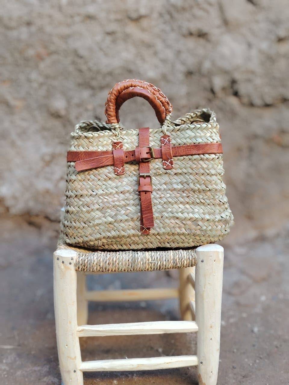 DarKech - Wholesale Beach Bag - Handmade French Baskets with Leather Straps Straw Basket Bag6