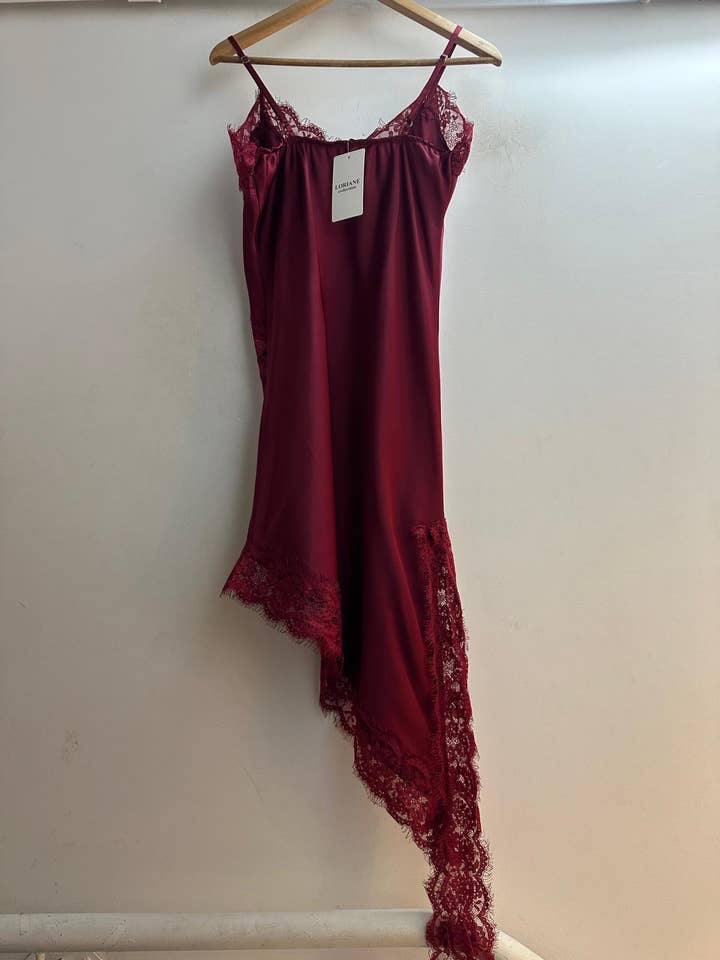 LORIANE - Wholesale Dress - Women's - 11221 Asymmetrical Short Strap Satin Dress1