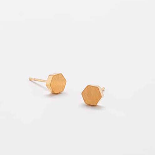 Gold Solid Hexagon Geometric Stud Earrings - Jewelry for wholesale by Admiral Row Jewelry