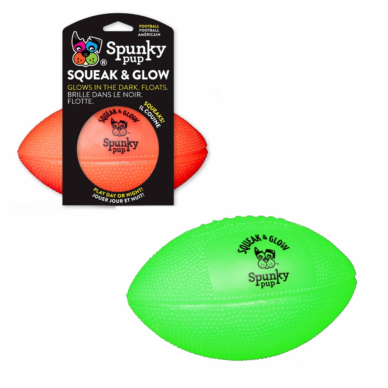 Spunky Pup – wholesale Pet fetch ball – Dog – Squeak and Glow Football3
