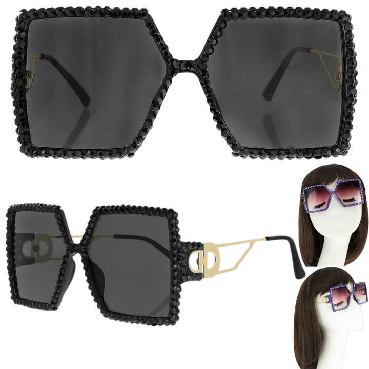 SP Sophia Collection - Wholesale Sunglasses - Women's - Sparkling Rhinestone Square Sunglasses