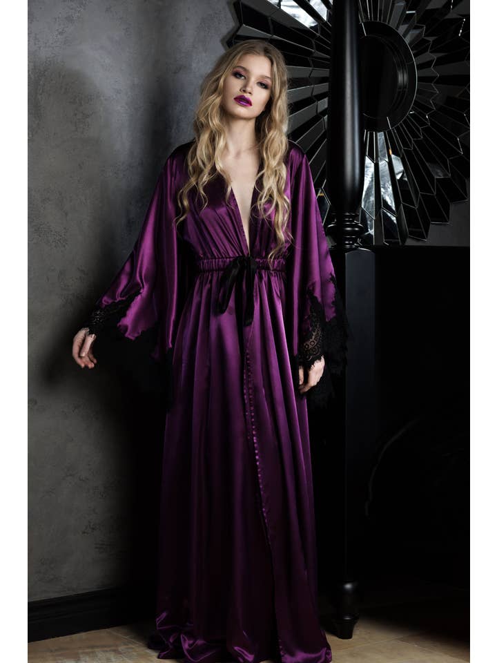 KÂFEMME and Co - Vente Peignoir – femme - Peignoir long en soie Elvyra6