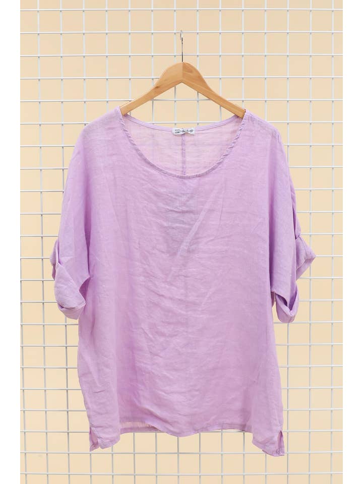 la maison des fibres naturelles - Wholesale Tunic - Women's - Round neck linen t-shirt 83446 100% linen
