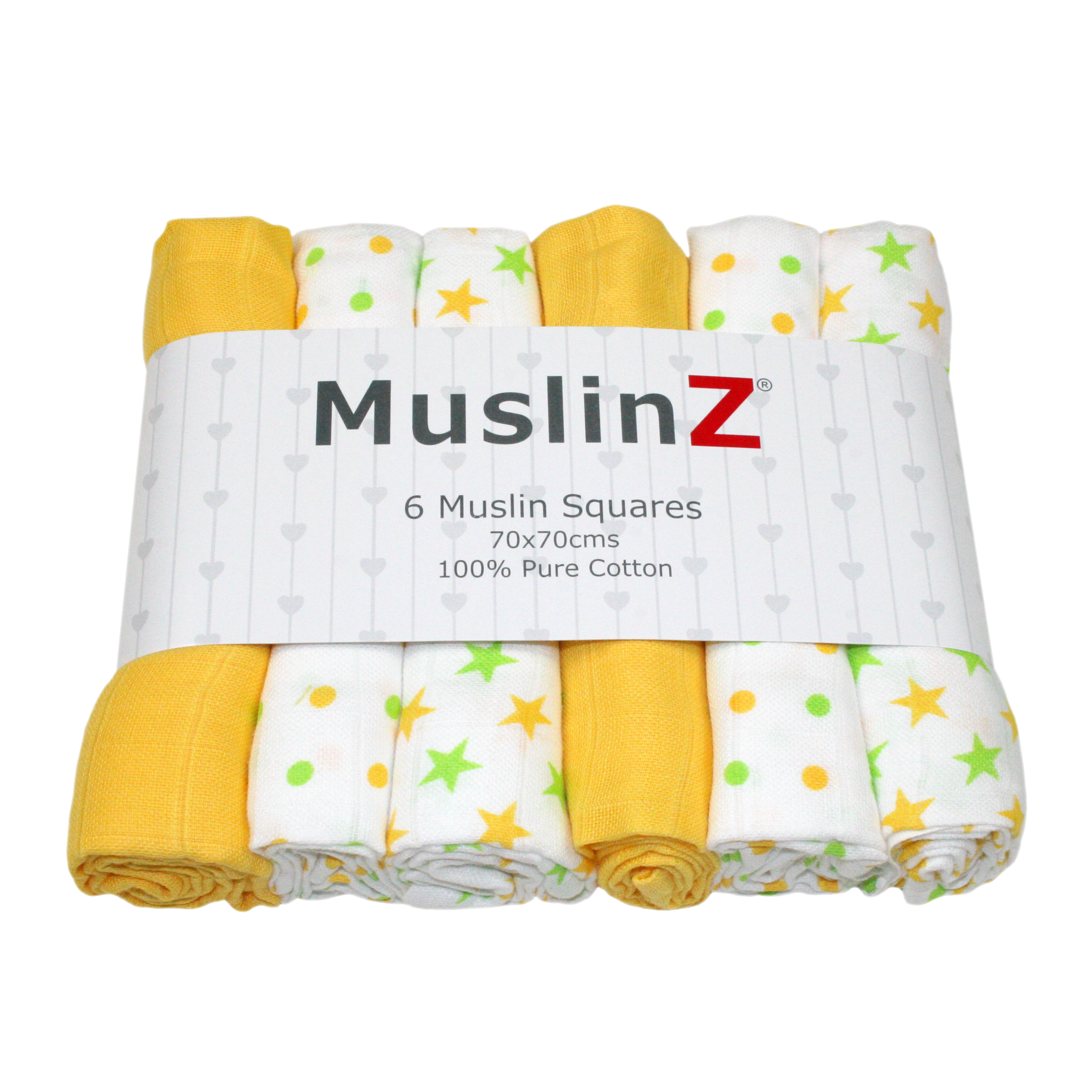 Muslinz - MerryGoRoundUK Ltd - Wholesale Spuuglapje - Baby - MuslinZ 6 stuks katoenen mousseline doeken - Sterrencombinatie4