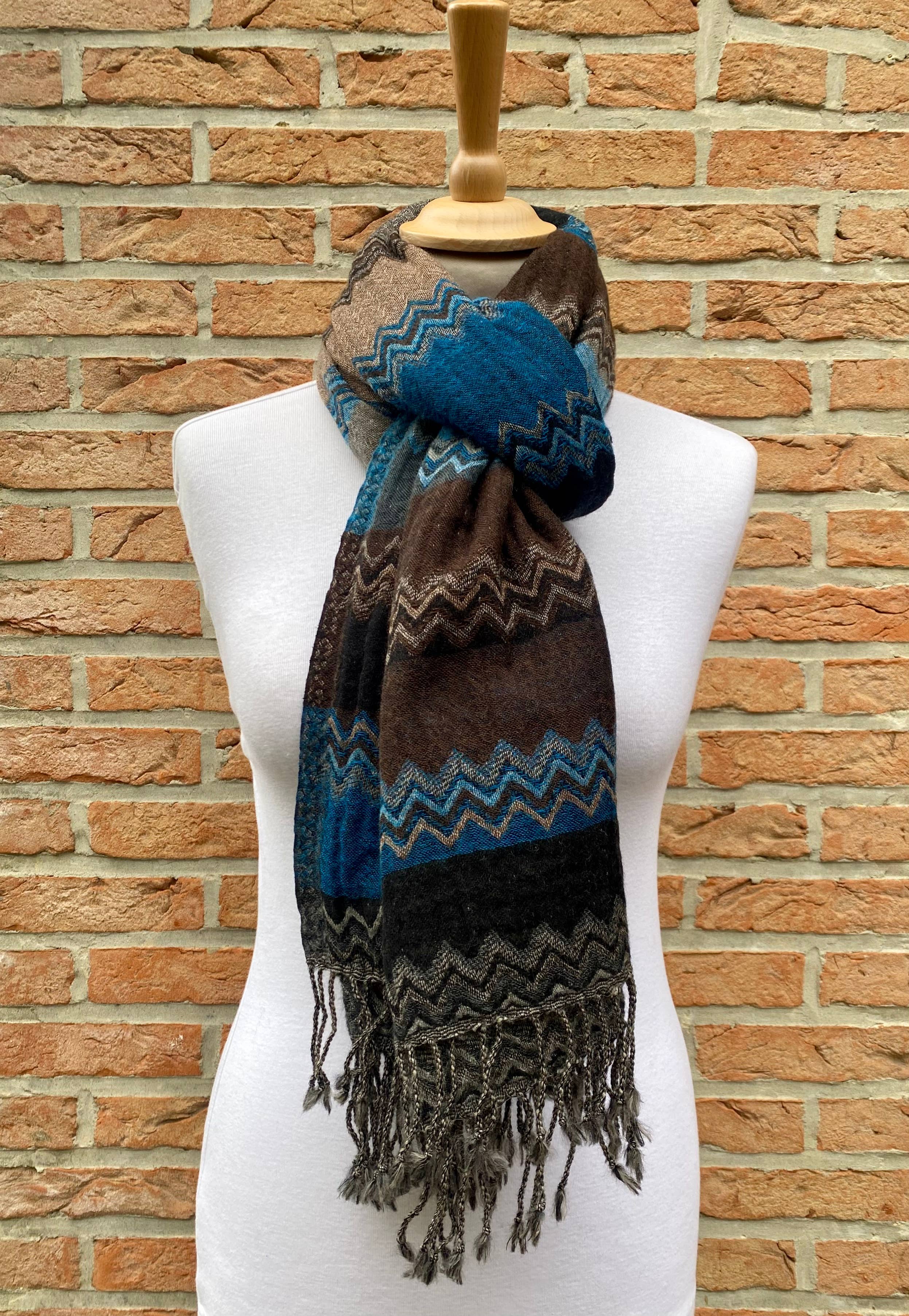 DIWALI PARIS - Wholesale Scarf - Women's - TANSEN SCARF - BLUE - 100% WOOL